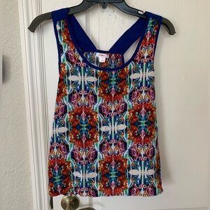 Xhilaration Silky Print Sleeveless Top, Size L